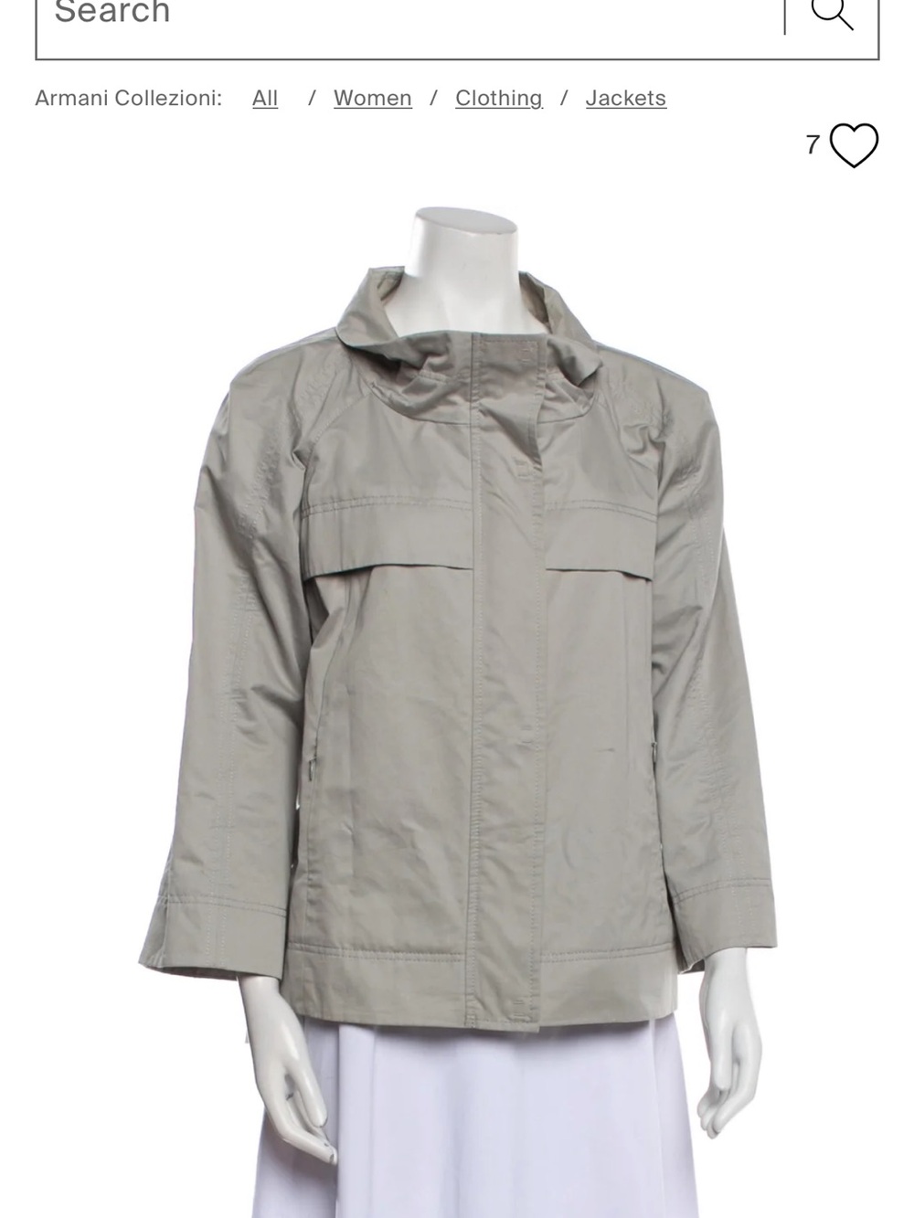 Armani Collezioni Light Gray Utility Jacket